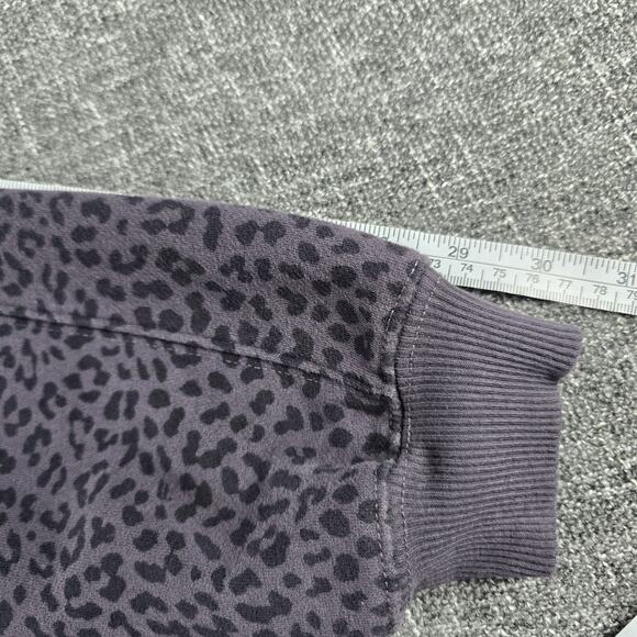 FABLETICS Forever Fleece Sweatshirt Women Black Gray Quarter Zip Leopard Medium - Picture 6 of 6